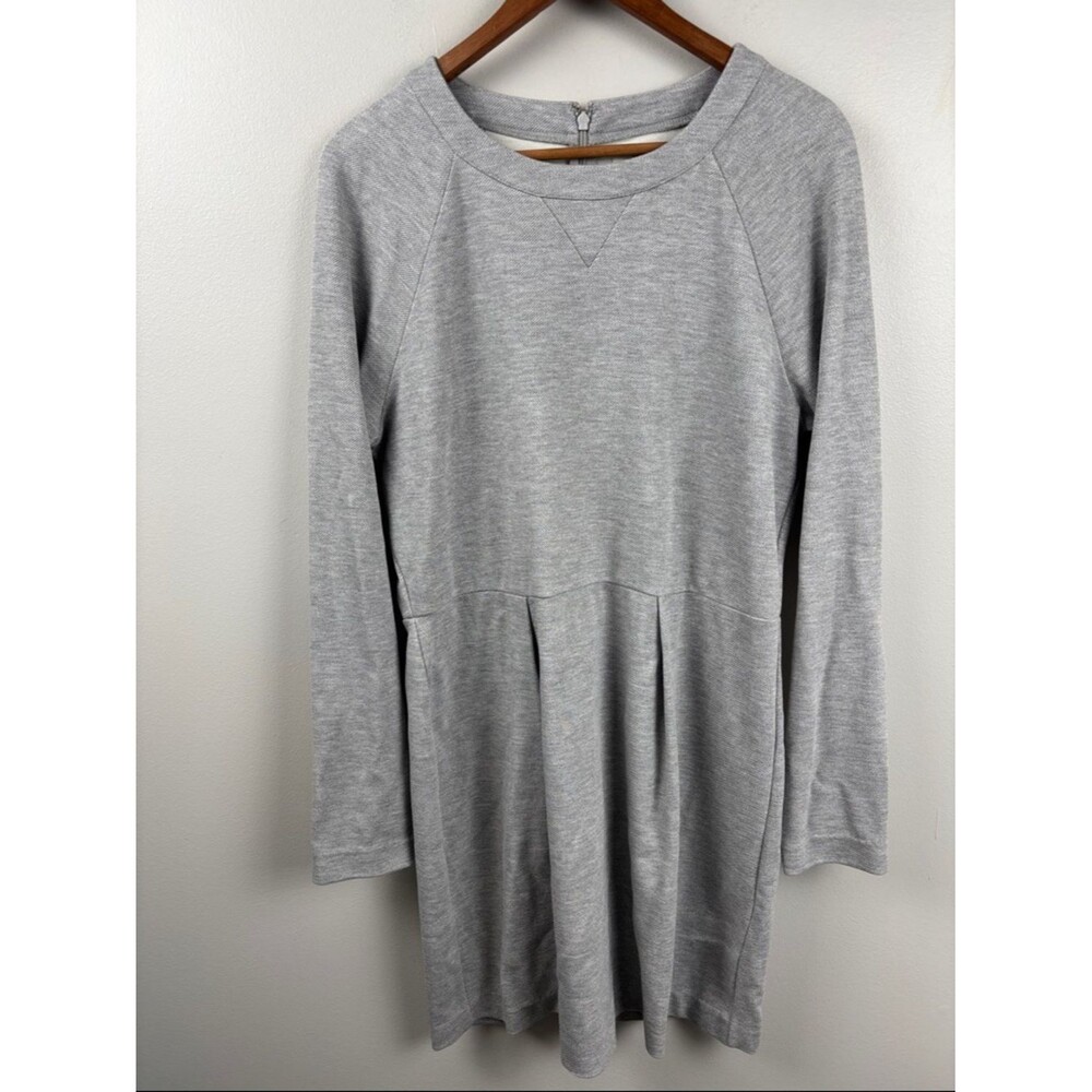 Madewell Light Gray Long Sleeve Pleated Dress XL Classic heather textured